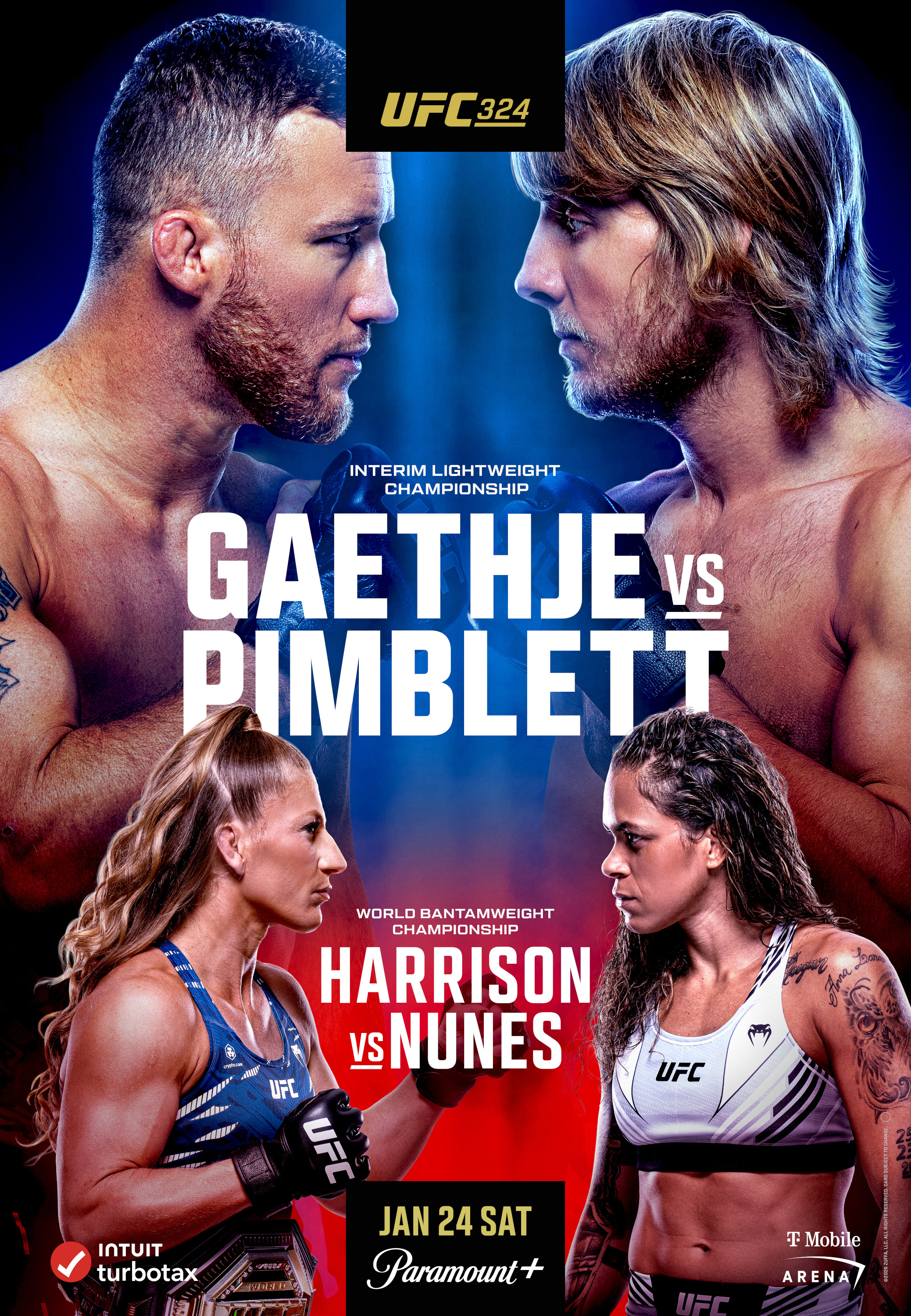 Mega Sized TV Poster Image for UFC 324: Gaethje vs Pimblett 